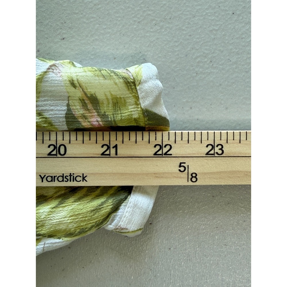 J. Jill Floral Ruffle Button Down Blouse Pink Green Rayon Petite Small‎ - Picture 10 of 10